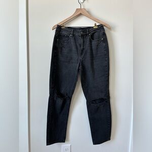 American Eagle Black Distressed Straight-Leg Jeans | Size 6